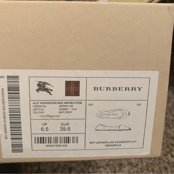 Burberry Brit espadrilles flats . Size 9.5 color navy check - Picture 9 of 16